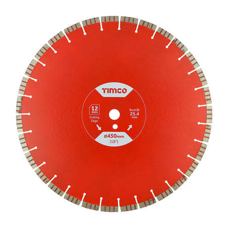This is an image of Timco - Premium Diamond Blade - Turbo Segmented 450 x 25.4 (1 Each Box) GPPL450254