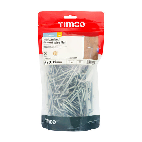 This is an image of Timco - Round Wire Nails - Galvanised 65 x 3.35mm (1 Kg TIMbag) GRW65B