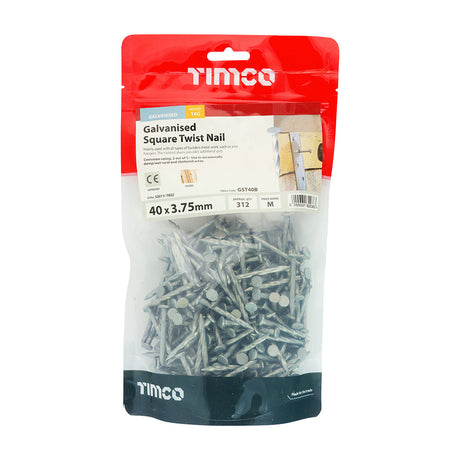 This is an image of Timco - Square Twist Nails - Galvanised 40 x 3.75mm (1 Kg TIMbag) GST40B