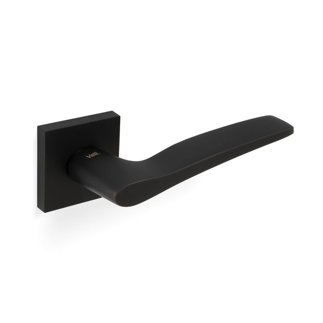High quality image of Valli Otello Lever on Square Rosette - Matt Black PVD| Sku. H1018SQMBPVD |Trade Door Handles.