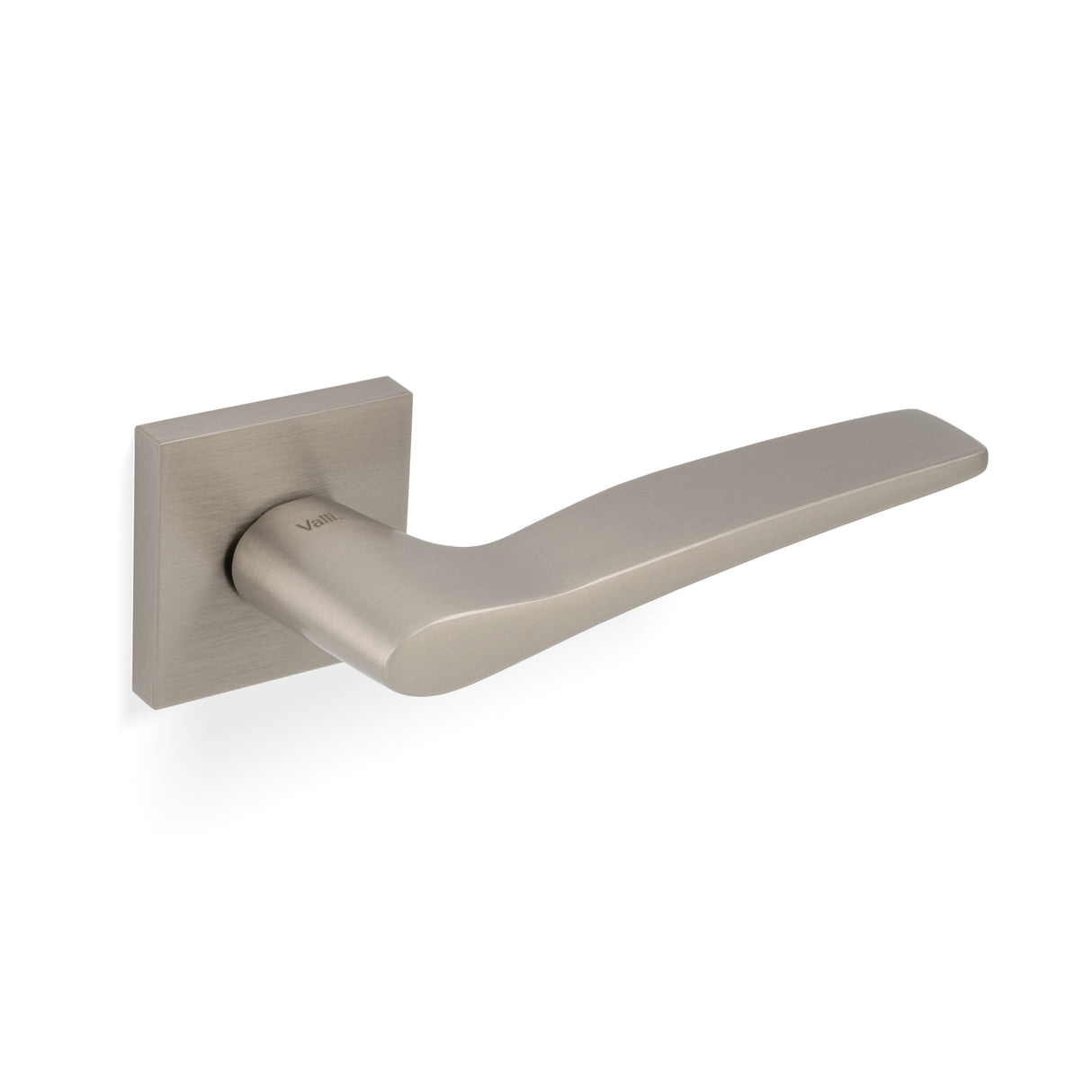 High quality image of Valli Otello Lever on Square Rosette - Satin Nickel PVD| Sku. H1018SQSNPVD |Trade Door Handles.