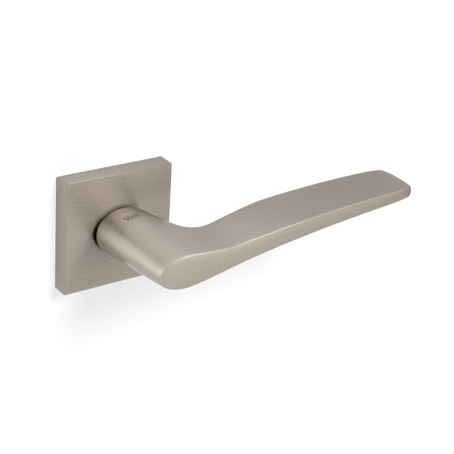 High quality image of Valli Otello Lever on Square Rosette - Satin Nickel PVD| Sku. H1018SQSNPVD |Trade Door Handles.