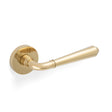 High quality image of Valli Teseo Lever on Round Rosette - Polished Brass PVD| Sku. H1037PBPVD |Trade Door Handles.