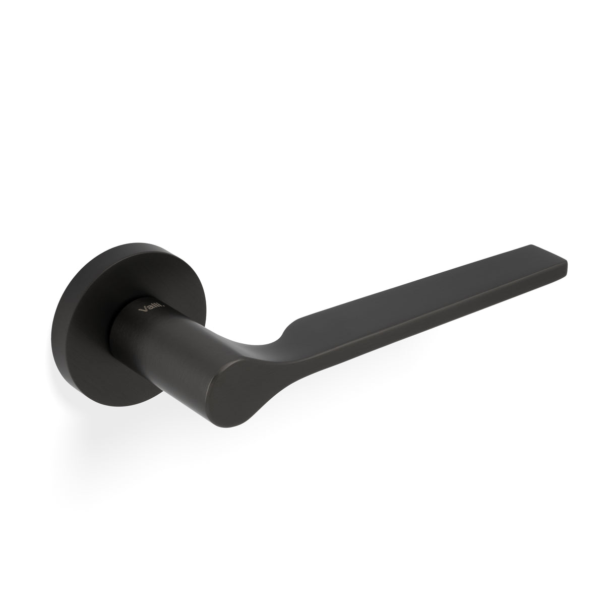 High quality image of Valli Carmen Lever on Round Rosette - Dark Bronze PVD| Sku. H1062EDPVD |Trade Door Handles.