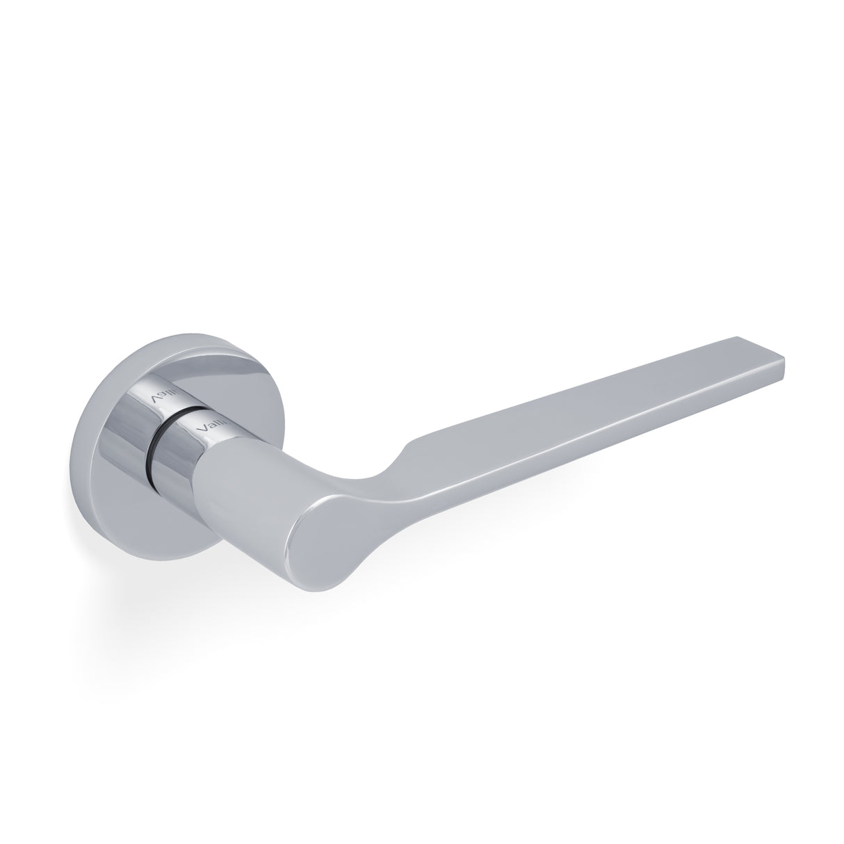 High quality image of Valli Carmen Lever on Round Rosette - Polished Chrome PVD| Sku. H1062PCPVD |Trade Door Handles.