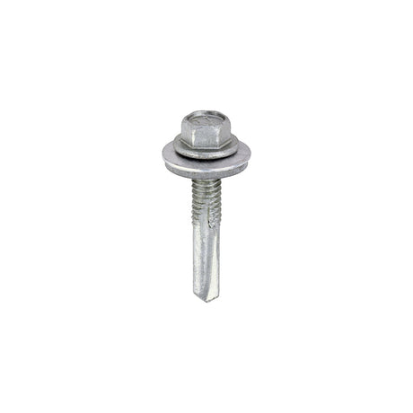 This is an image of Timco - Metal Construction Heavy Section Screws - Hex - EPDM Washer - Self-Drilling - Exterior - Silver Organic 5.5 x 32mm - (100 PCS Box) H32W16B