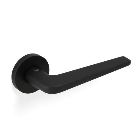 High quality image of Valli David Chipperfield Lever on Round Rosette - Matt Black PVD| Sku. H348MBPVD |Trade Door Handles.