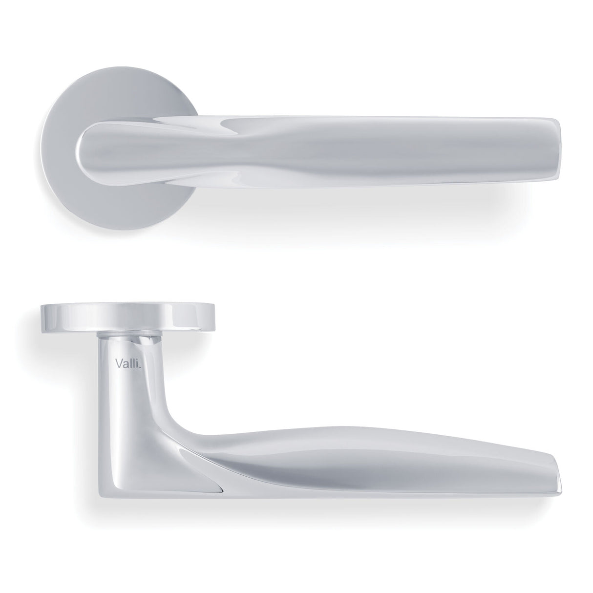 Valli SOM New York Lever on Round Rosette - Polished Chrome PVD