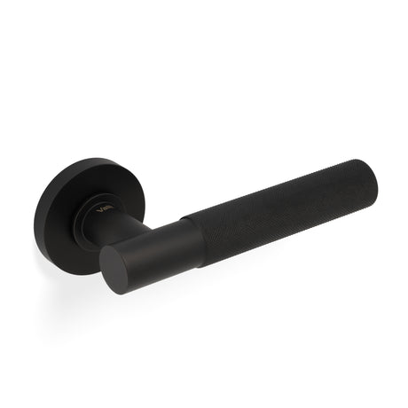 High quality image of Valli Antonio Citterio Lever on Round Rosette (Zigrinato) - Matt Black PVD| Sku. H379MBPVD |Trade Door Handles.
