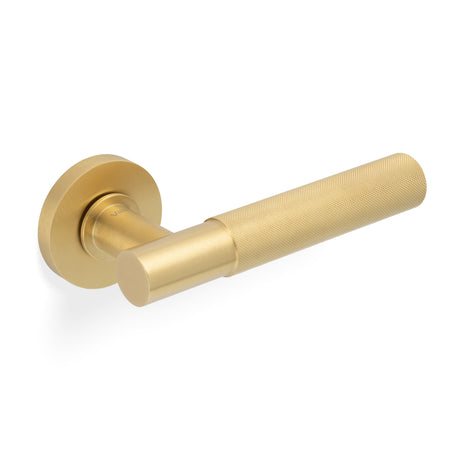 High quality image of Valli Antonio Citterio Lever on Round Rosette (Zigrinato) - Satin Brass PVD| Sku. H379SBPVD |Trade Door Handles.