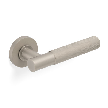 High quality image of Valli Antonio Citterio Lever on Round Rosette (Zigrinato) - Satin Nickel PVD| Sku. H379SNPVD |Trade Door Handles.