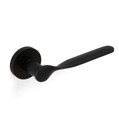 High quality image of Valli Perkins & Will Lever on Round Rosette - Matt Black PVD| Sku. H383MBPVD |Trade Door Handles.