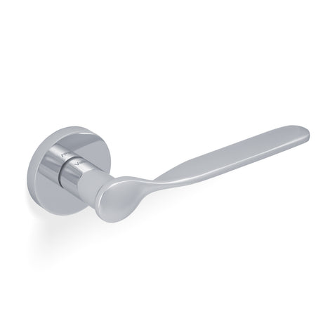 High quality image of Valli Perkins & Will Lever on Round Rosette - Polished Chrome PVD| Sku. H383PCPVD |Trade Door Handles.