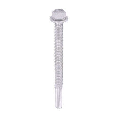 This is an image of Timco - Metal Construction Heavy Section Screws - Hex - Self-Drilling - Exterior - Silver Organic 5.5 x 65mm - (100 PCS Box) H65B