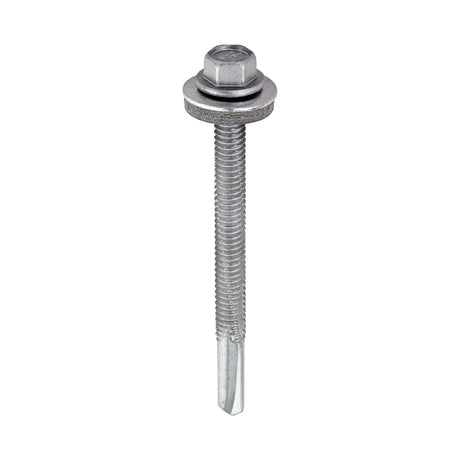 This is an image of Timco - Metal Construction Heavy Section Screws - Hex - EPDM Washer - Self-Drilling - Exterior - Silver Organic 5.5 x 65mm - (100 PCS Box) H65W16B