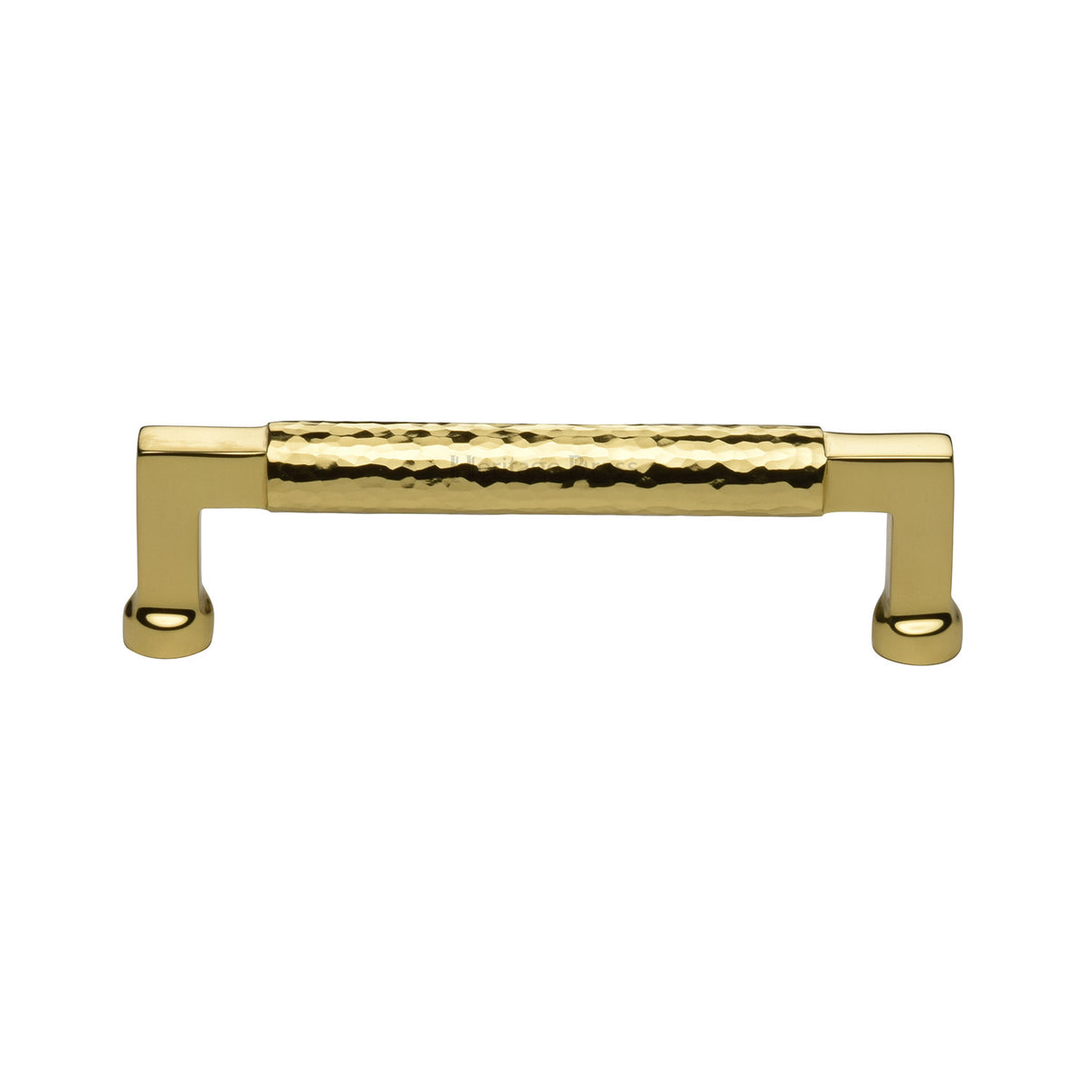 Heritage Brass Cabinet Pull Bauhaus Hammered Design 128mm CTC Polished Brass Finish