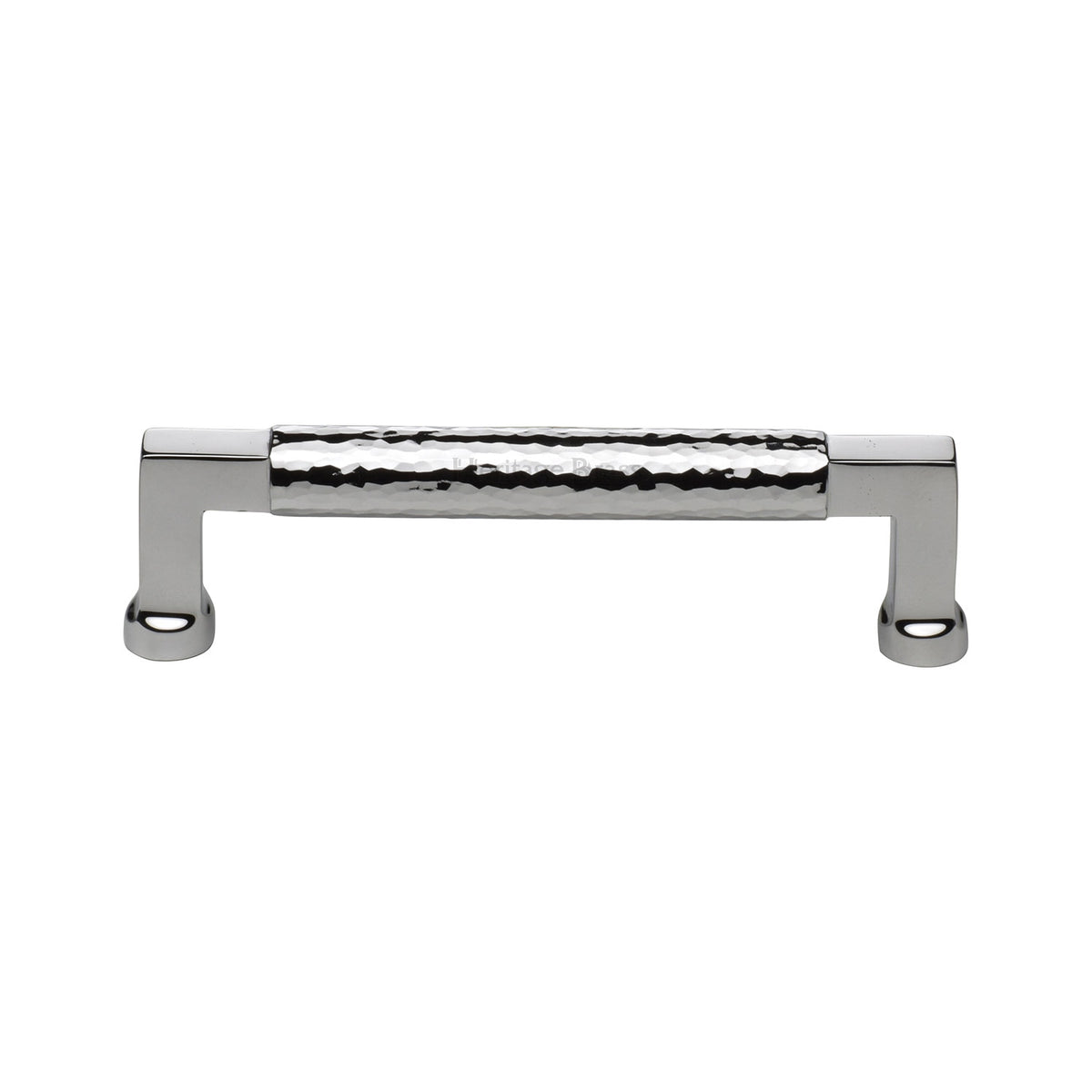 Heritage Brass Cabinet Pull Bauhaus Hammered Design 128mm CTC Polished Chrome Finish
