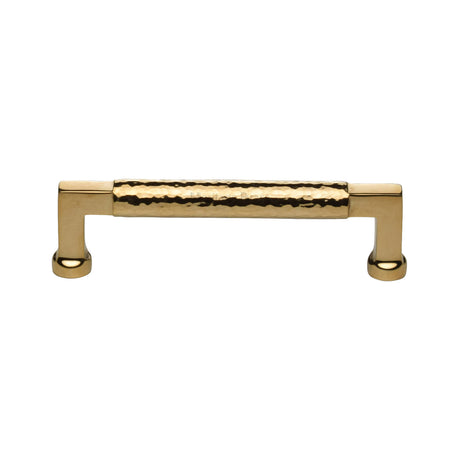 High quality image of Heritage Brass Cabinet Pull Bauhaus Hammered Design 128mm CTC Unlacquered Brass Finish | Sku. HAM0312 160-ULB | available from Trade Door Handles.