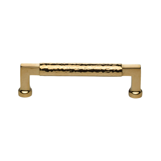 High quality image of Heritage Brass Cabinet Pull Bauhaus Hammered Design 128mm CTC Unlacquered Brass Finish | Sku. HAM0312 160-ULB | available from Trade Door Handles.