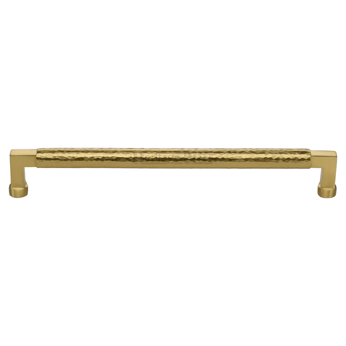 Heritage Brass Cabinet Pull Bauhaus Hammered Design 254mm CTC Satin Brass Finish