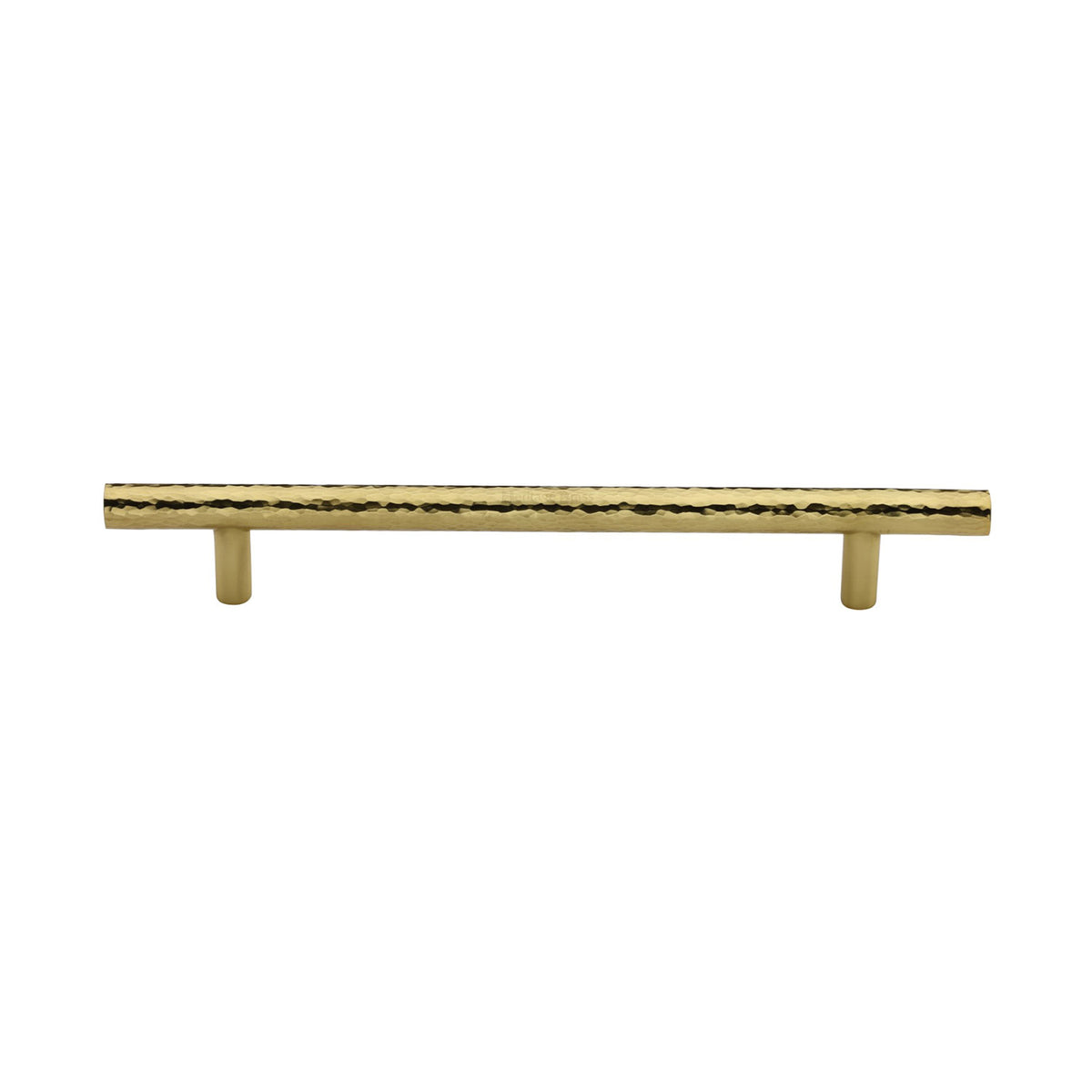 High quality image of the Heritage Brass Cabinet Pull T-Bar Hammered Design 160mm CTC Polished Brass Finish
 | Sku. ham0361-160-pb | Discounted prices available from Trade Door Handles