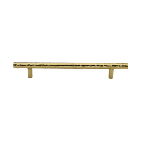 High quality image of the Heritage Brass Cabinet Pull T-Bar Hammered Design 160mm CTC Polished Brass Finish
 | Sku. ham0361-160-pb | Discounted prices available from Trade Door Handles