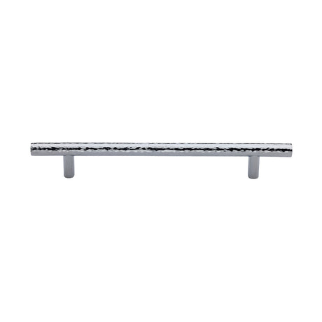 High quality image of the Heritage Brass Cabinet Pull T-Bar Hammered Design 160mm CTC Polished Chrome Finish | Sku. ham0361-160-pc | available to order from Trade Door Handles in Kendal.