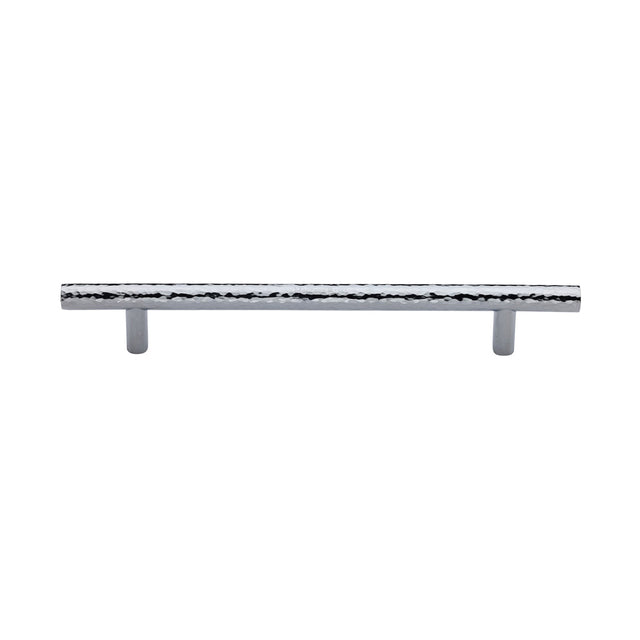 Heritage Brass Cabinet Pull T-Bar Hammered Design 101mm CTC Polished Chrome Finish | Sku. HAM0361-101-PC | Trade Door Handles