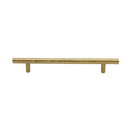High quality image of the Heritage Brass Cabinet Pull T-Bar Hammered Design 160mm CTC Satin Brass Finish
 | Sku. ham0361-160-sb | Discounted prices available from Trade Door Handles