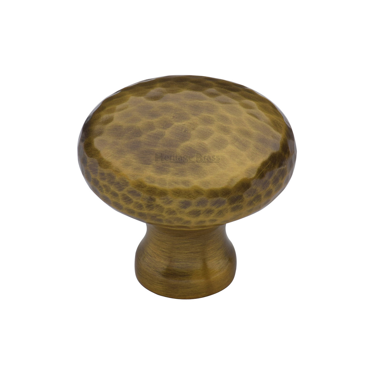 Heritage Brass Cabinet Knob Victorian Round Hammered Design 32mm Antique Brass Finish