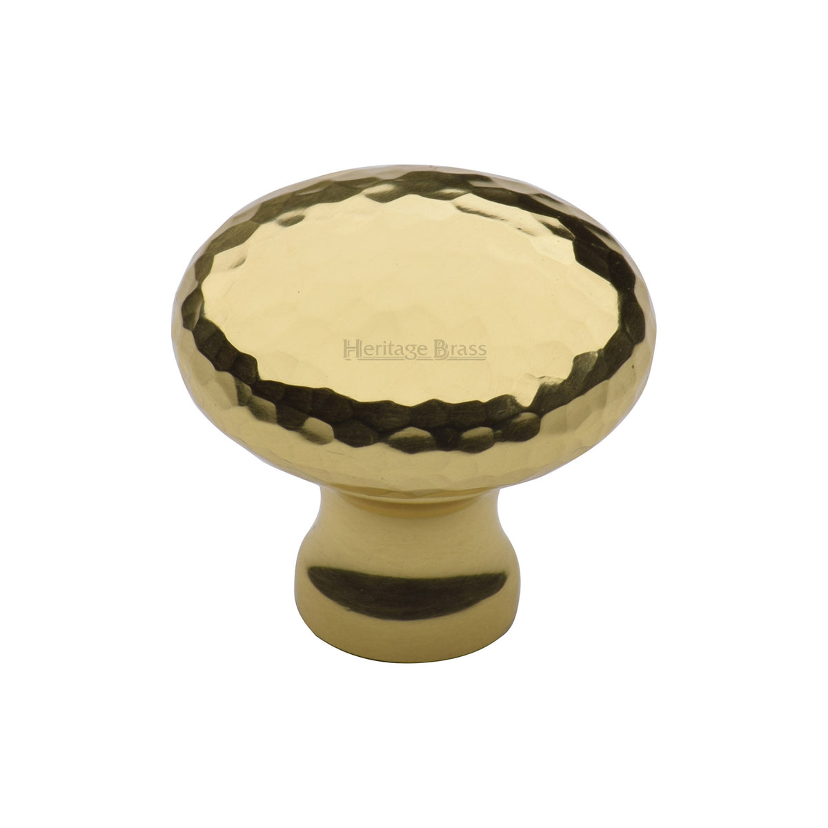 Heritage Brass Cabinet Knob Victorian Round Hammered Design 32mm Polished Brass Finish