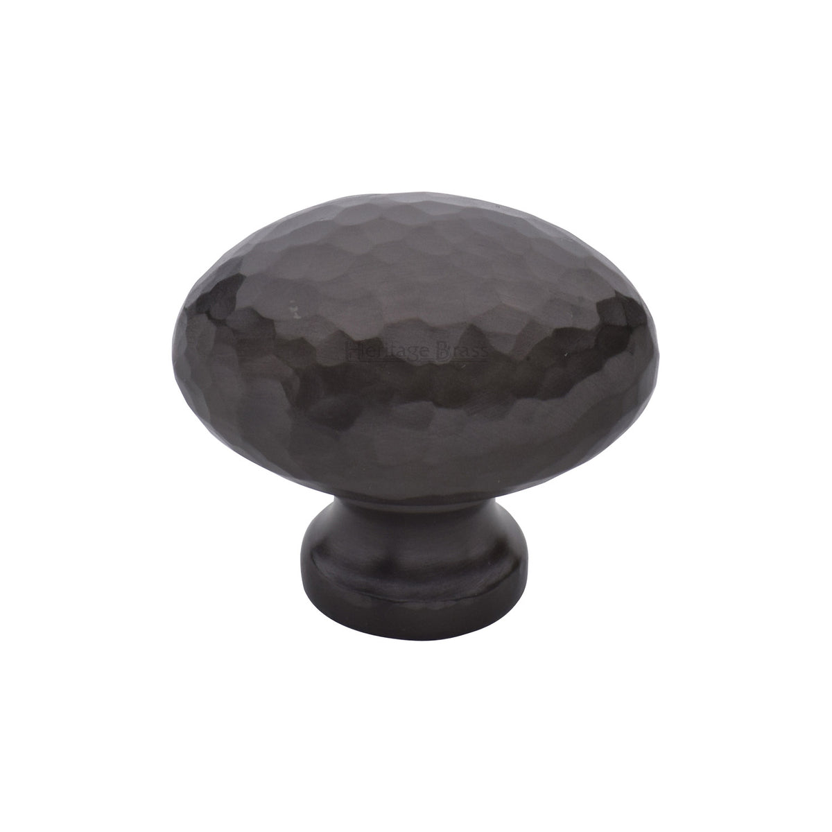 Heritage Brass Cabinet Knob Victorian Oval Hammered Design 32mm Matt Bronze Finish