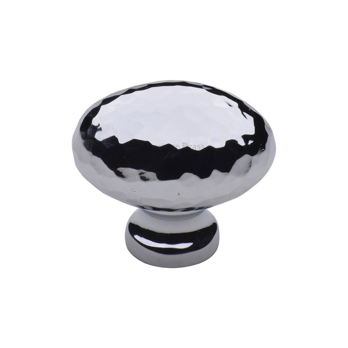Heritage Brass Cabinet Knob Victorian Oval Hammered Design 32mm Polished Chrome Finish