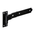 This is an image of Timco - Pair of Cranked Band & Hook On Plates - Black 250mm (1 Pairs Plain Bag) HBC250B