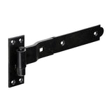 This is an image of Timco - Pair of Cranked Band & Hook On Plates - Black 250mm (1 Pairs Plain Bag) HBC250B