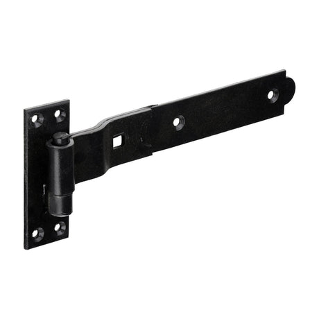This is an image of Timco - Pair of Cranked Band & Hook On Plates - Black 250mm (1 Pairs Plain Bag) HBC250B