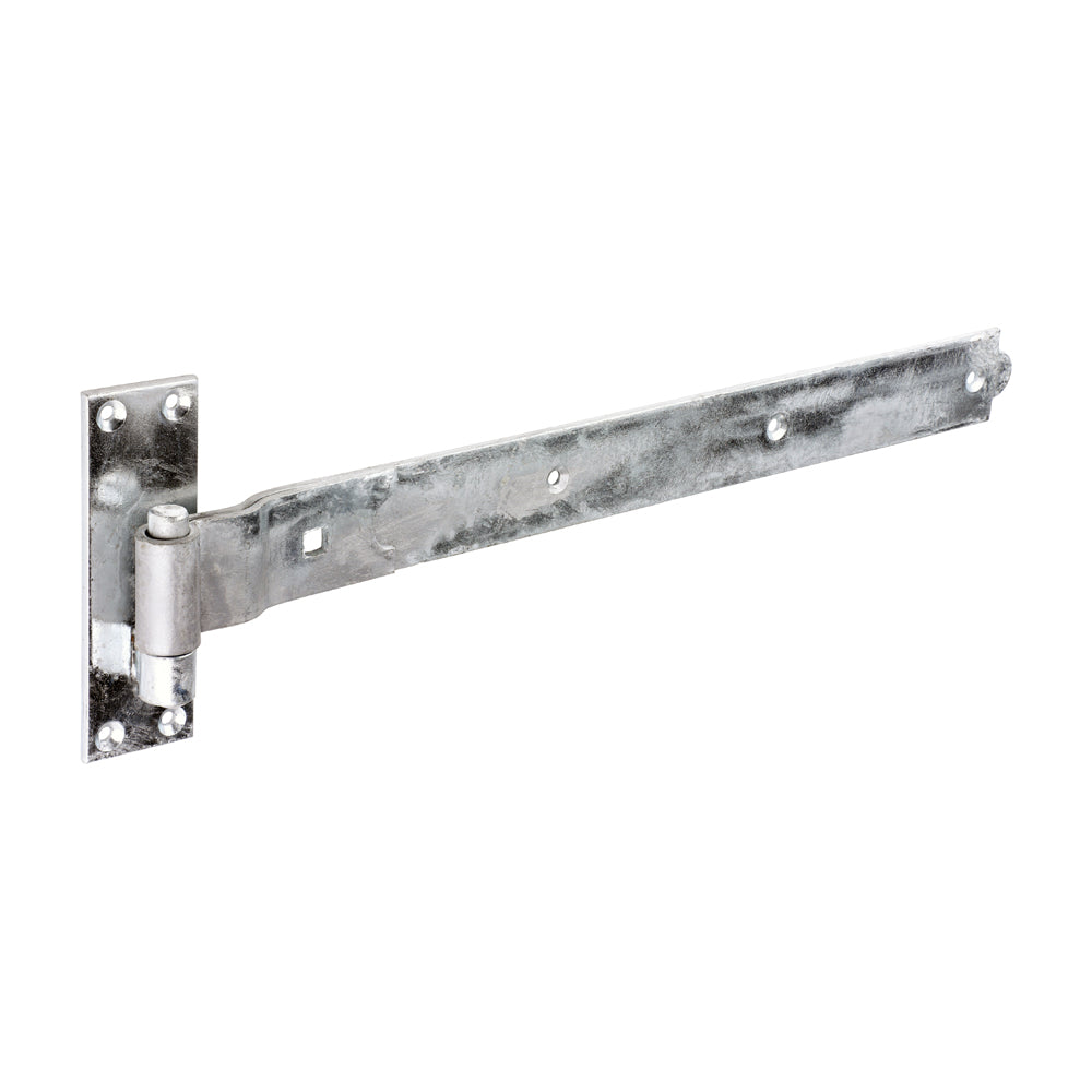 This is an image of Timco - Pair of Cranked Band & Hook On Plates - Hot Dipped Galvanised 500mm (1 Pairs Plain Bag) HBC500G