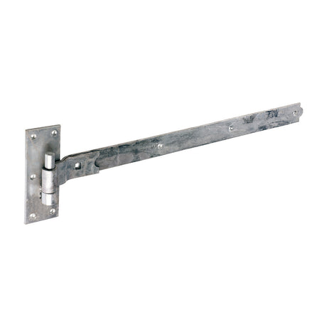 This is an image of Timco - Pair of Cranked Band & Hook On Plates - Hot Dipped Galvanised 750mm (1 Pairs Plain Bag) HBC750G