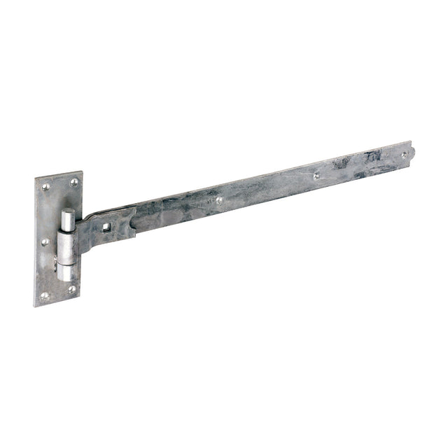 This is an image of Timco - Pair of Cranked Band & Hook On Plates - Hot Dipped Galvanised 750mm (1 Pairs Plain Bag) HBC750G