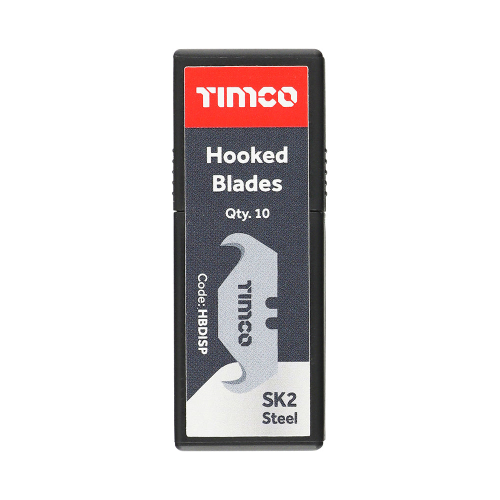 This is an image of Timco - Hooked Utility Knife Blades 51 x 19 x 0.6 (10 Pieces Backing Card) HBDISP