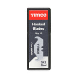 This is an image of Timco - Hooked Utility Knife Blades 51 x 19 x 0.6 (10 Pieces Backing Card) HBDISP