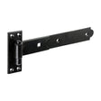 This is an image of Timco - Pair of Straight Band & Hook On Plates - Black 250mm (1 Pairs Plain Bag) HBS250B