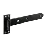This is an image of Timco - Pair of Straight Band & Hook On Plates - Black 250mm (1 Pairs Plain Bag) HBS250B