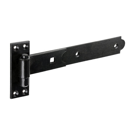 This is an image of Timco - Pair of Straight Band & Hook On Plates - Black 250mm (1 Pairs Plain Bag) HBS250B