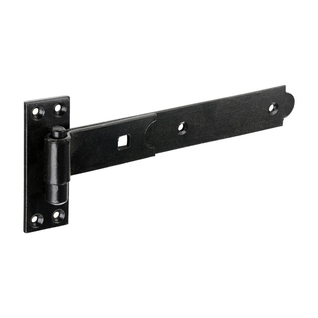 This is an image of Timco - Pair of Straight Band & Hook On Plates - Black 250mm (1 Pairs Plain Bag) HBS250B