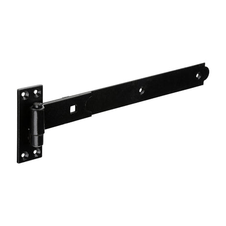 This is an image of Timco - Pair of Straight Band & Hook On Plates - Black 350mm (1 Pairs Plain Bag) HBS350B