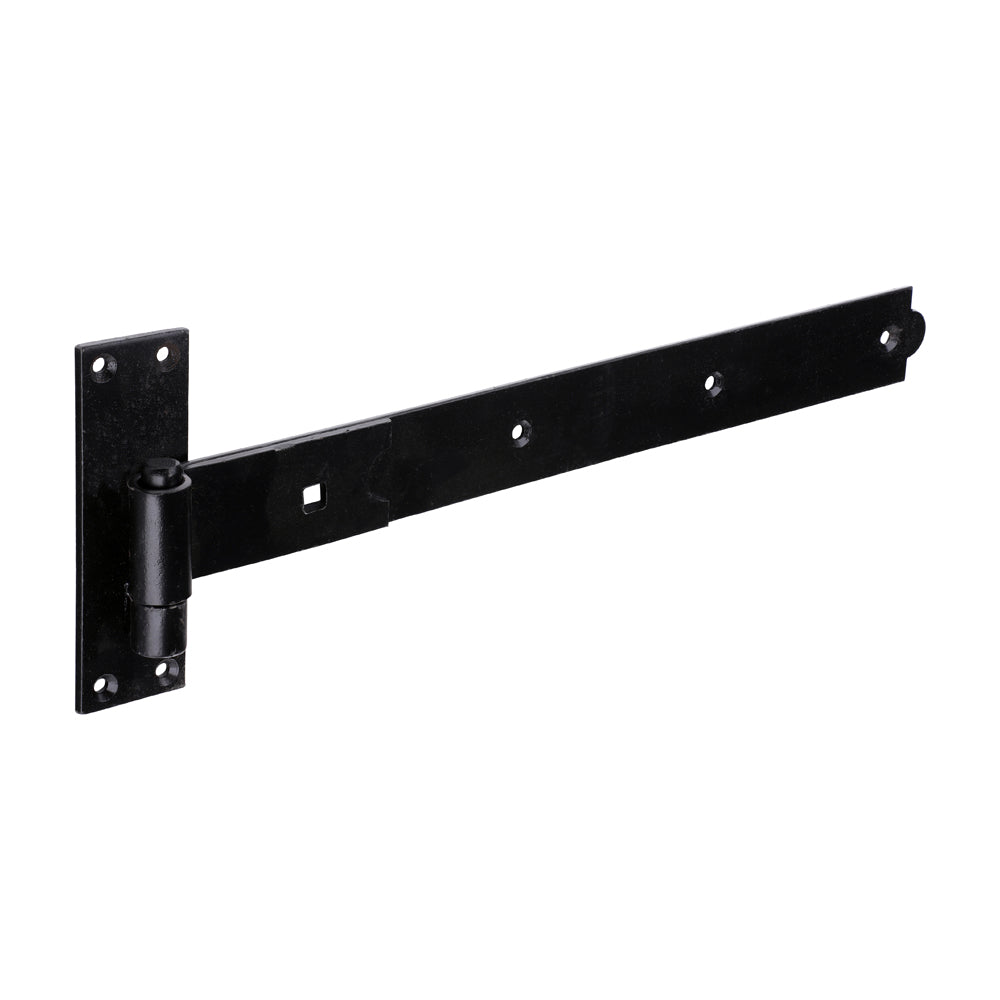 This is an image of Timco - Pair of Straight Band & Hook On Plates - Black 450mm (1 Pairs Plain Bag) HBS450B