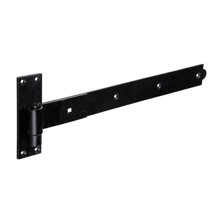 This is an image of Timco - Pair of Straight Band & Hook On Plates - Black 450mm (1 Pairs Plain Bag) HBS450B