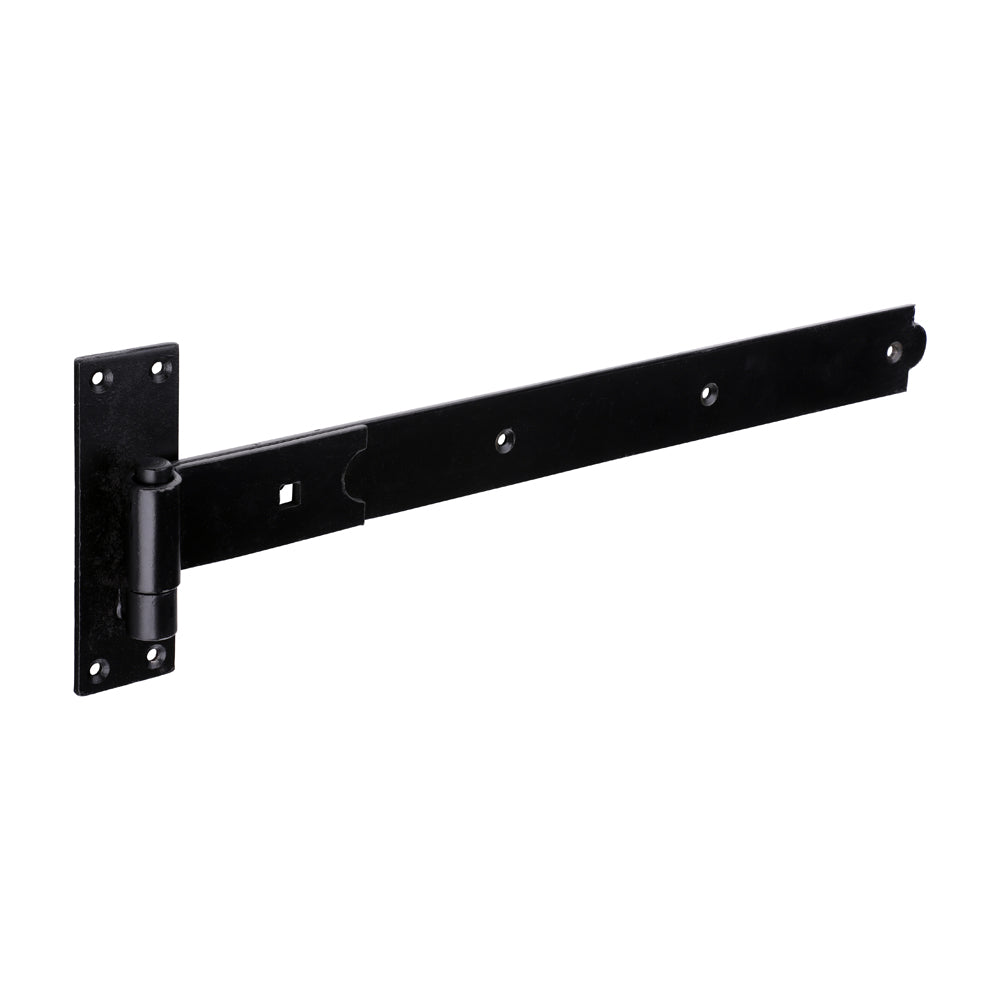 This is an image of Timco - Pair of Straight Band & Hook On Plates - Black 500mm (1 Pairs Plain Bag) HBS500B
