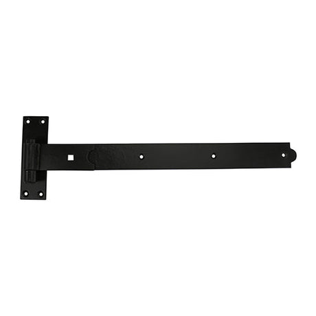 This is an image of Timco - Pair of Straight Band & Hook On Plates - Black 600mm (1 Pairs Plain Bag) HBS600B